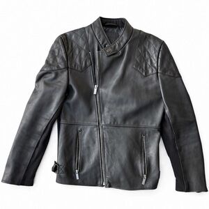 Men's Quilted Black Leather Biker Jacket